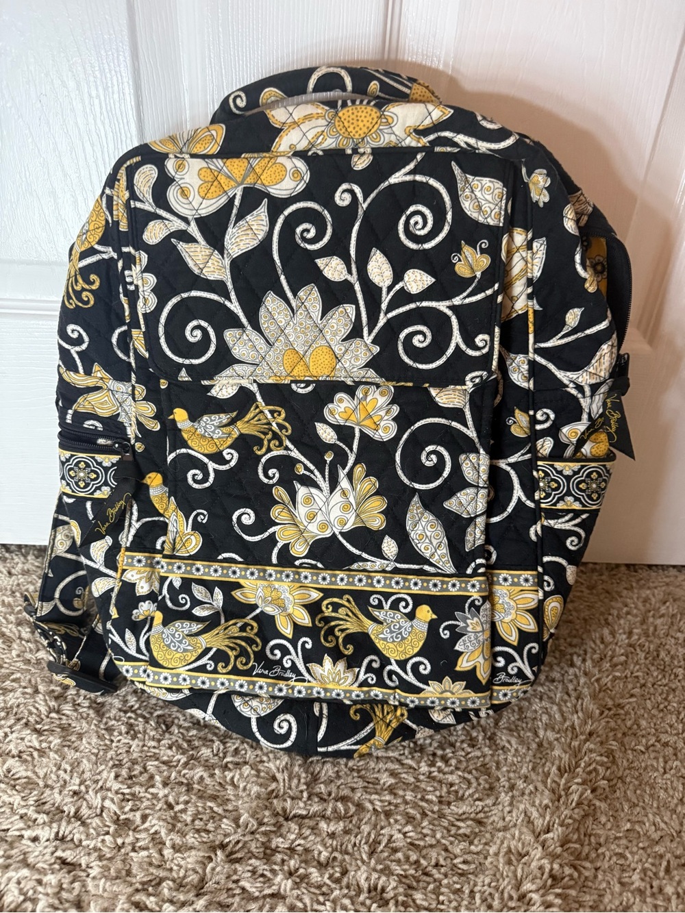 Vera Bradley Quilted Floral Print Women's Top in Black and Yellow